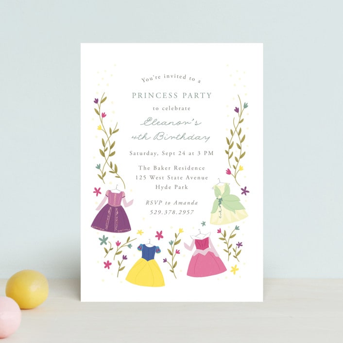 "Disney Princess Party" - Children's Birthday Party Invitations in Silk by JeAnna Casper - Front