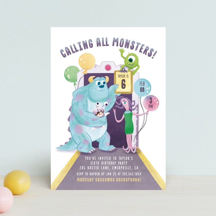 "Disney and Pixar's Monster's Inc Party Door" - Children's Birthday Party Invitations in Roar by curiouszhi - Front