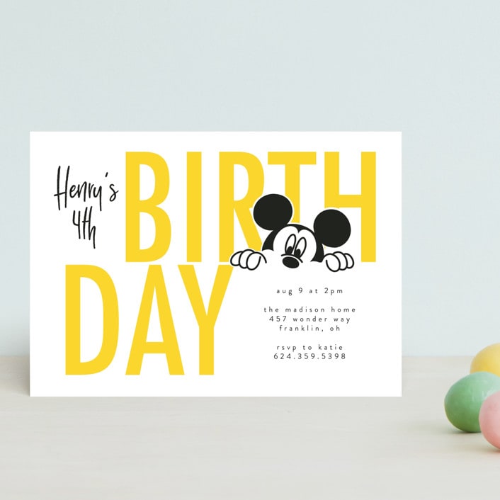 "Disney's Mickey Mouse Birthday Fun" - Children's Birthday Party Invitations in Sunshine by Julee London - Front