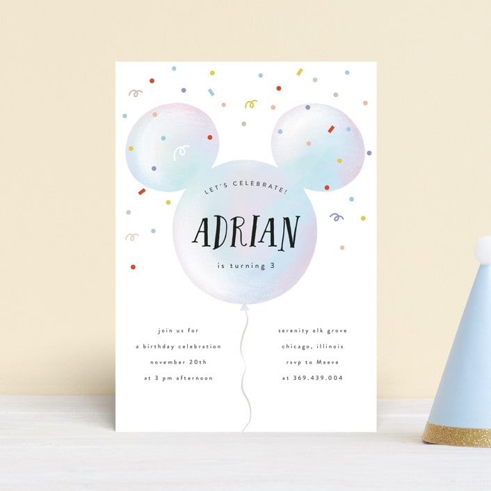 "Disney's Mickey Mouse Palloncino" - Children's Birthday Party Invitations in Sky by chocomocacino - Front