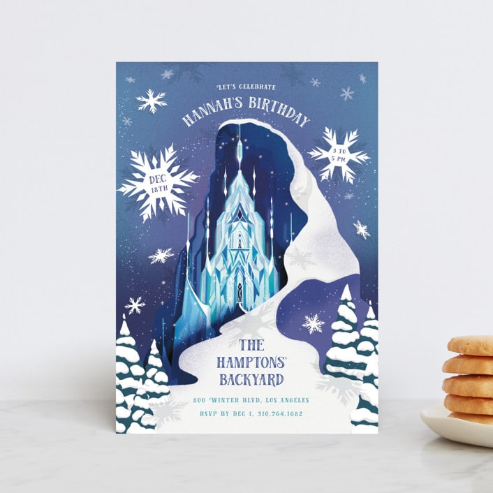 "Elsa's Ice Castle from Disney's Frozen" - Children's Birthday Party Invitations in Majestic by Becky Nimoy - Front
