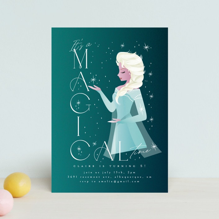 "Disney's Elsa It's A Magical Time" - Children's Birthday Party Invitations in Ice by Ana de Sousa - Front