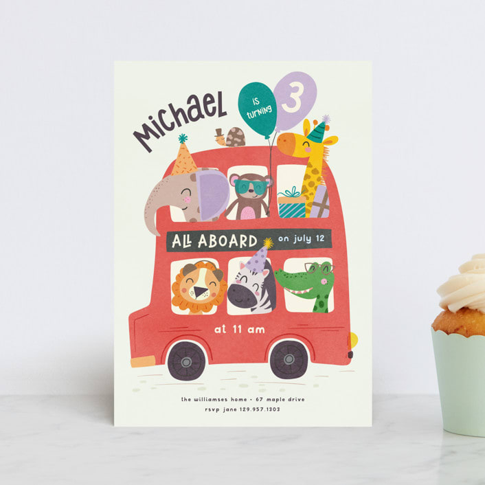 "Come Aboard" - Children's Birthday Party Invitations in Rust by Vera Lim - Front