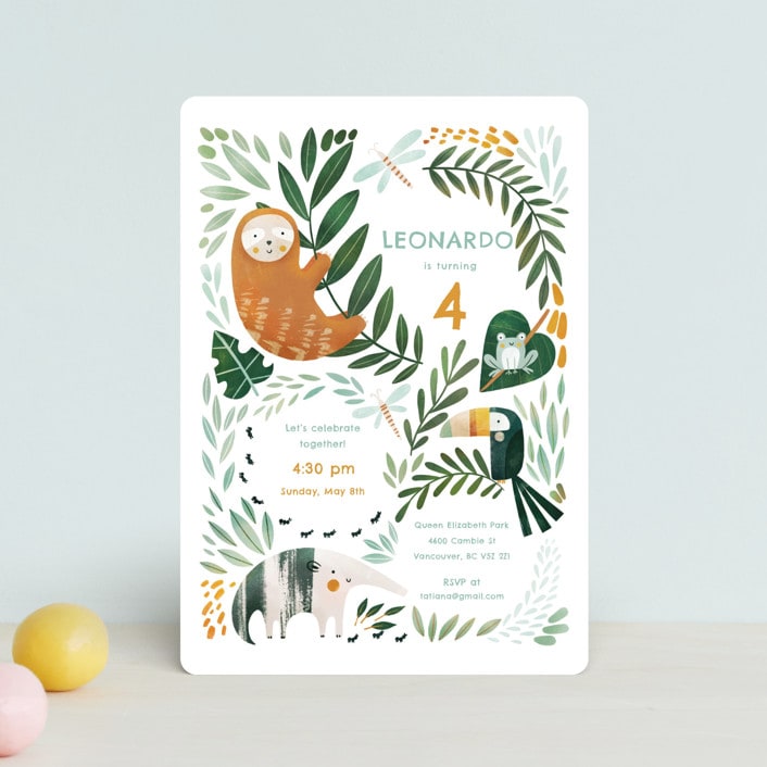 "Sloth jungle" - Children's Birthday Party Invitations in Jungle by Tati Abaurre - Front