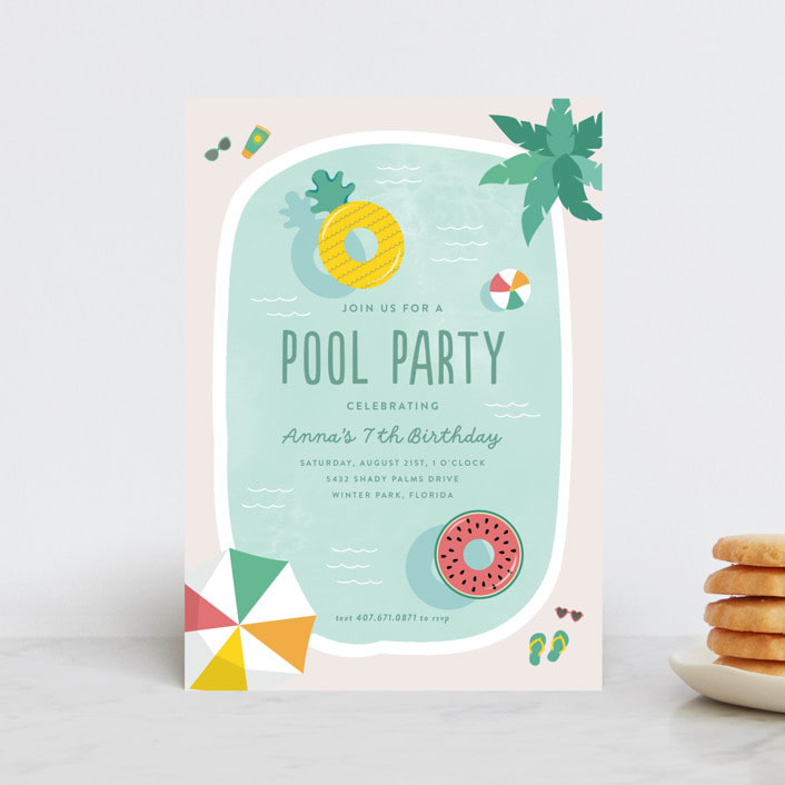 "Splish Splash" - Children's Birthday Party Invitations in Pineapple by Annie Holmquist - Front