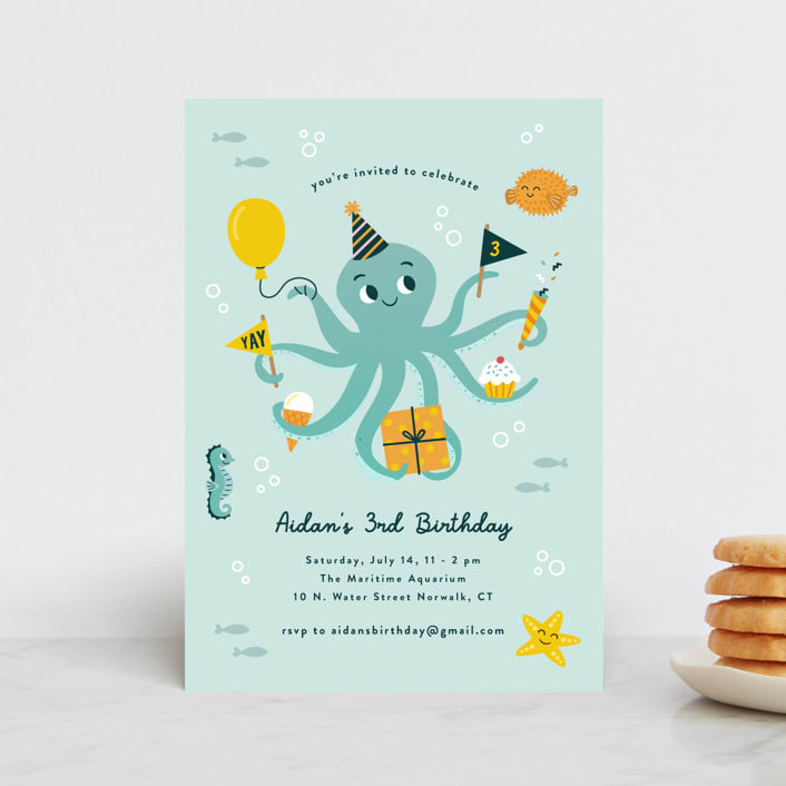 "Underwater fun" - Children's Birthday Party Invitations in Sea by Annie Holmquist - Front