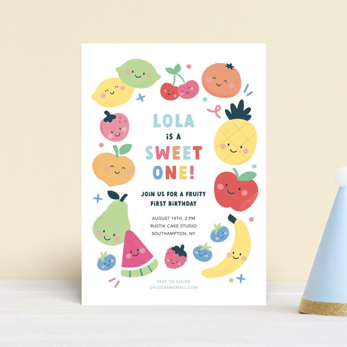 "Fruit Salad" - Children's Birthday Party Invitations in Fruit Punch by peetie design - Front