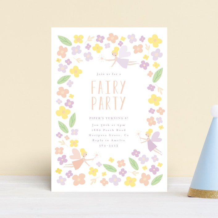 "fairy garden" - Children's Birthday Party Invitations in Peach by Angela Thompson - Front