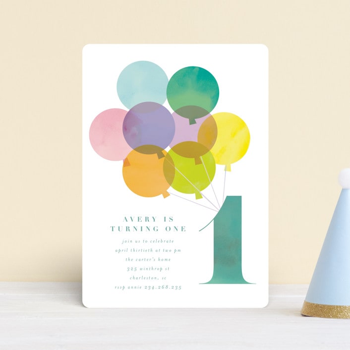 "year" - Children's Birthday Party Invitations in Teal by Lori Wemple - Front