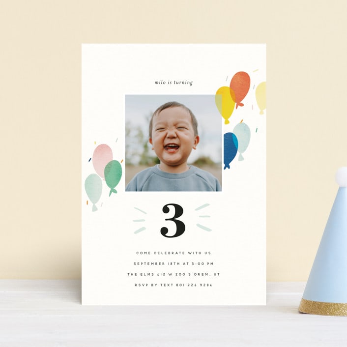 "balloon overlay" - Children's Birthday Party Invitations in Sea by Stephanie Hawkes - Front