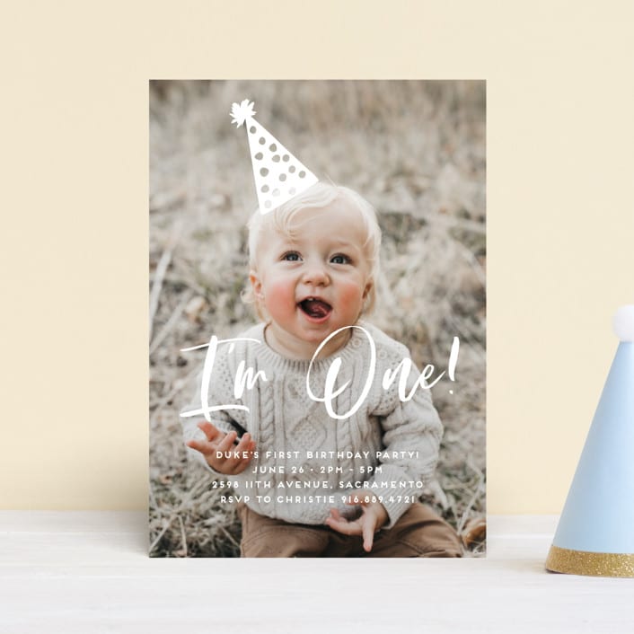 "Hats Off" - Children's Birthday Party Invitations in Sugar by Christie Garcia - Front