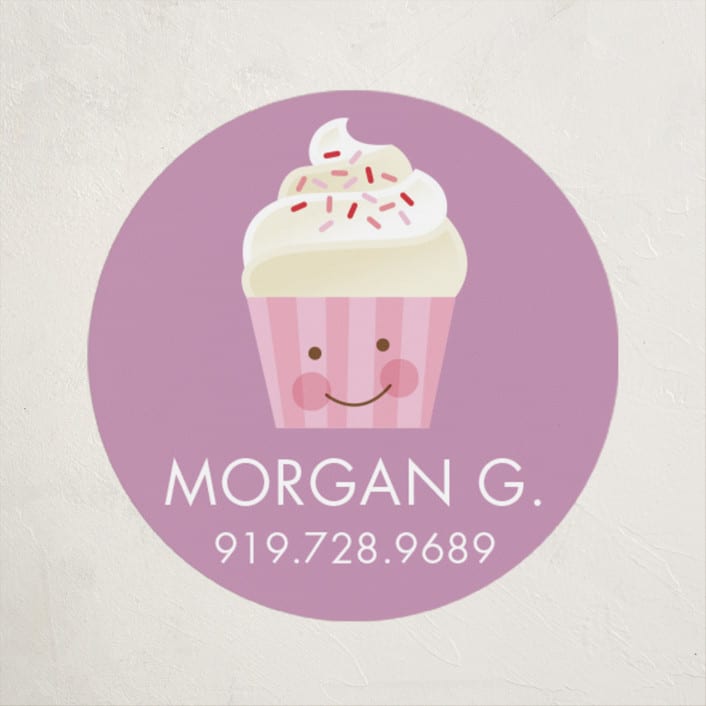 "cupcake" - Custom Name Labels in Orchid by Jessica Ogden - Front