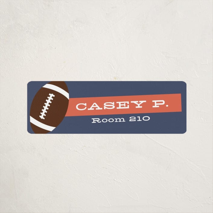 "Hey Sporty" - Custom Name Labels in Navy by Abby Munn - Front