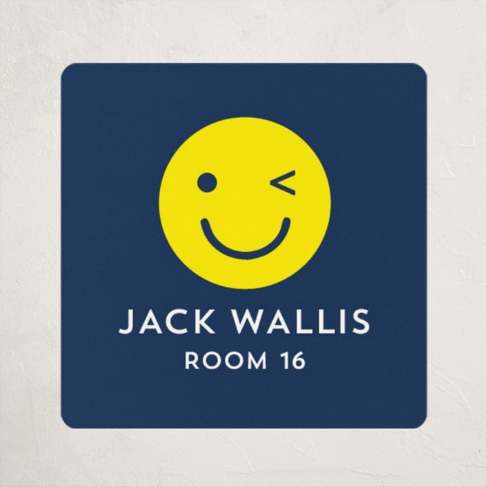 "Emoji Party" - Custom Name Labels in Navy by Baumbirdy - Front
