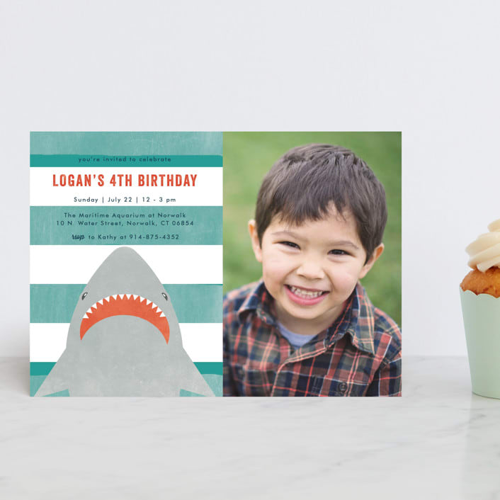 "Fin-tastic!" - Children's Birthday Party Invitations in Ocean by Annie Holmquist - Front