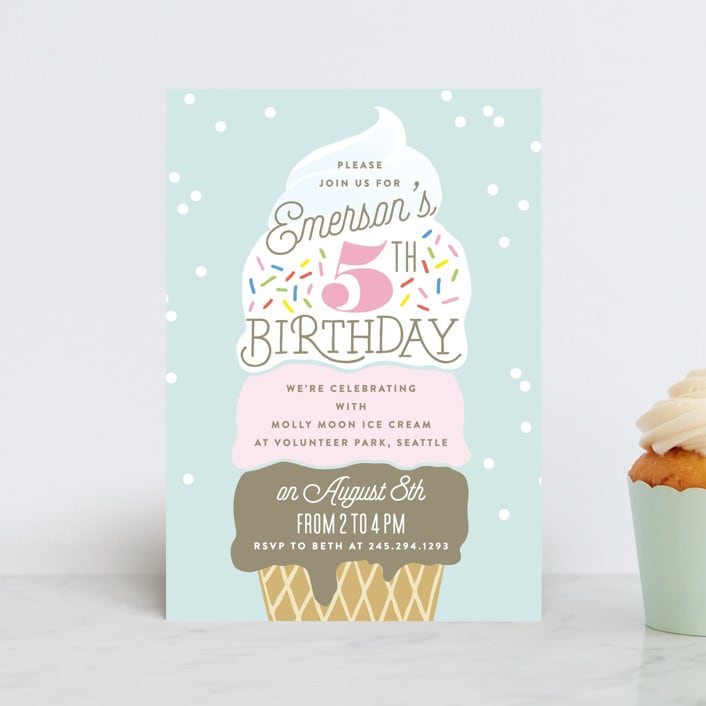 "Ice Cream Cone" - Children's Birthday Party Invitations in Frozen by Alethea and Ruth - Front