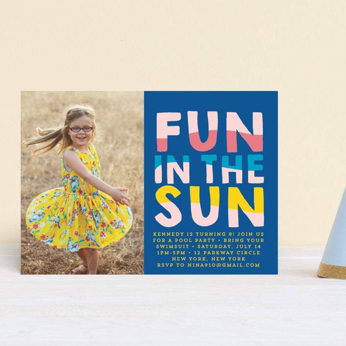 "Fun Sun" - Children's Birthday Party Invitations in Carribean by Baumbirdy - Front