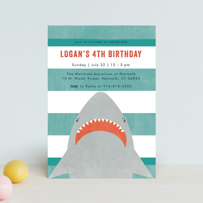 "Fin-tastic!" - Children's Birthday Party Invitations in Ocean by Annie Holmquist - Front