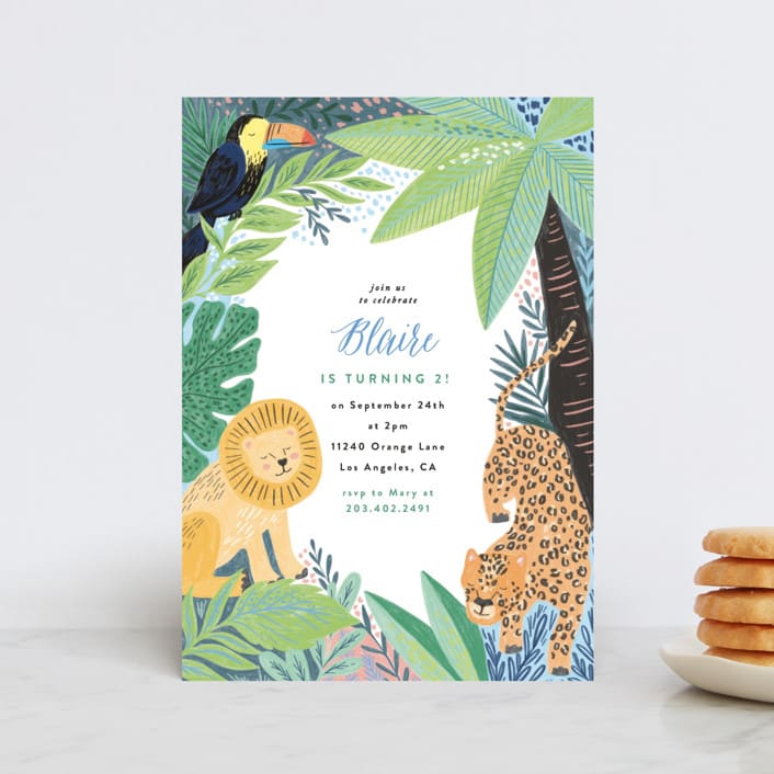 "Jungle Animal Sketchbook" - Children's Birthday Party Invitations in Canary by Alethea and Ruth - Front