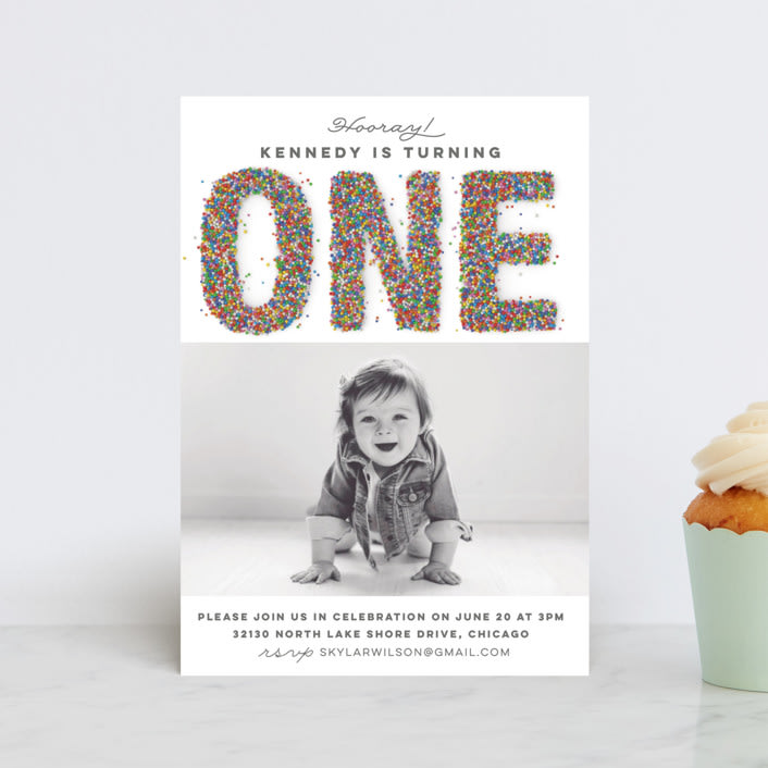 "sprinkles" - Children's Birthday Party Invitations in Vanilla by Jessie Steury - Front