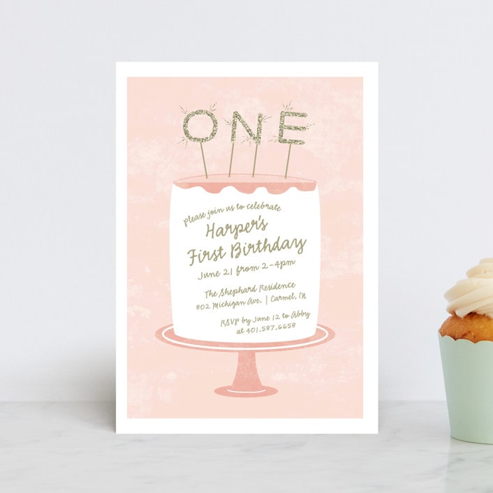 "Frosting" - Children's Birthday Party Invitations in Cotton Candy by Sarah Brown - Front