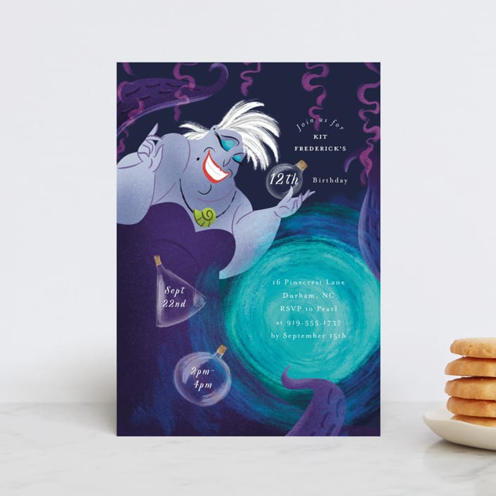 "Disney's Ursula Magic Spell" - Children's Birthday Party Invitations in Caspian Sea by Jackie Crawford - Front