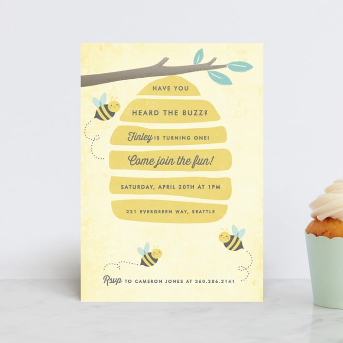 "Buzzing Beehive" - Children's Birthday Party Invitations in Daisy by Karidy Walker - Front