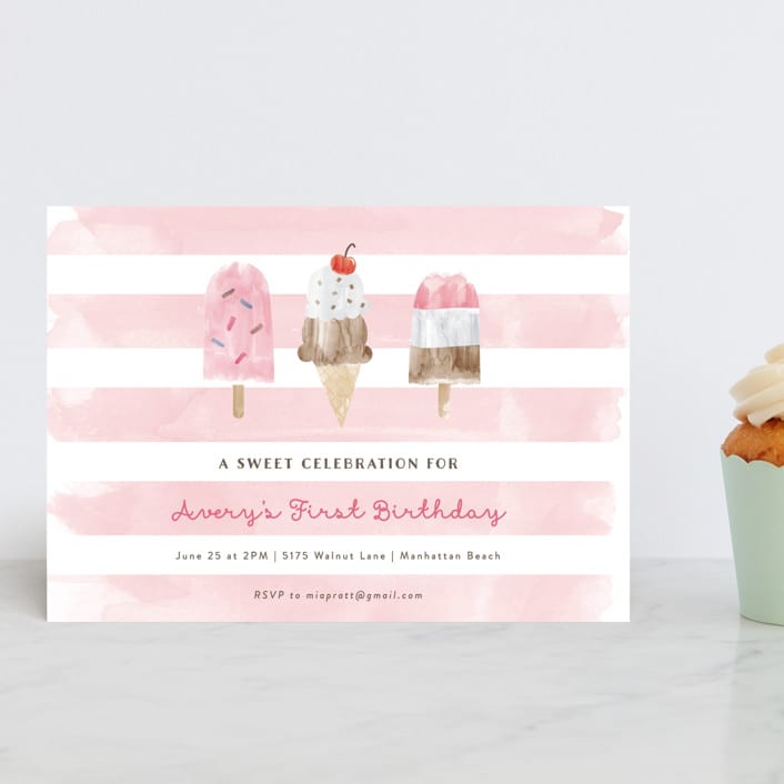 "Sweet Treats" - Children's Birthday Party Invitations in Bubblegum by Shirley Lin Schneider - Front