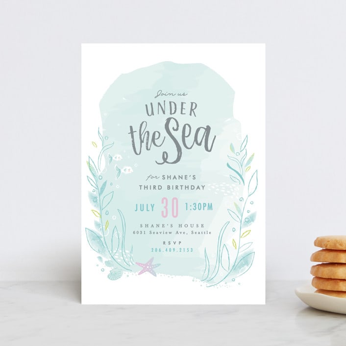 "Under The Sea" - Children's Birthday Party Invitations in Pond by Karidy Walker - Front