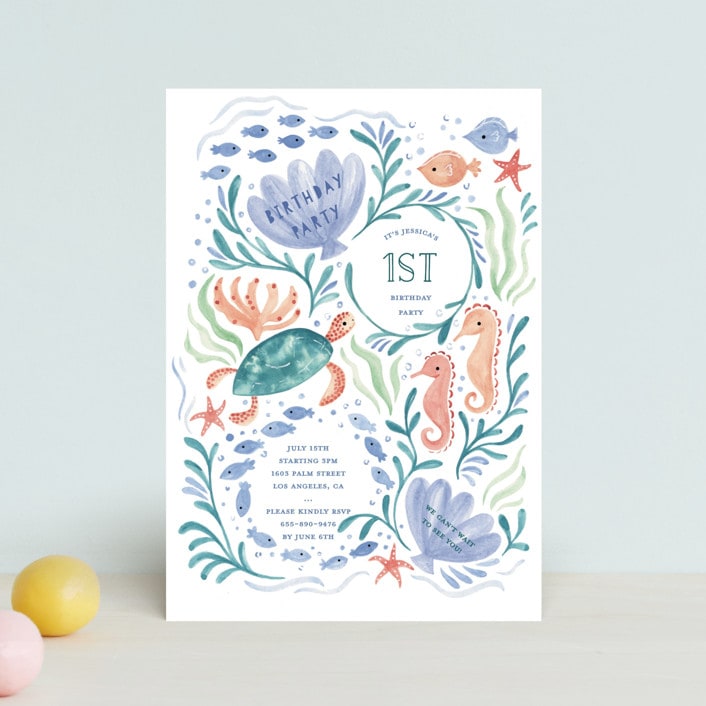 "Sea Party" - Children's Birthday Party Invitations in Lavender Waters by Sarah Knight - Front