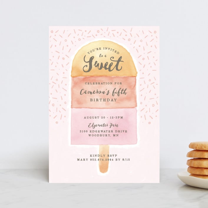 "Sweet Celebration" - Children's Birthday Party Invitations in Fruit Punch by Michelle Taylor - Front