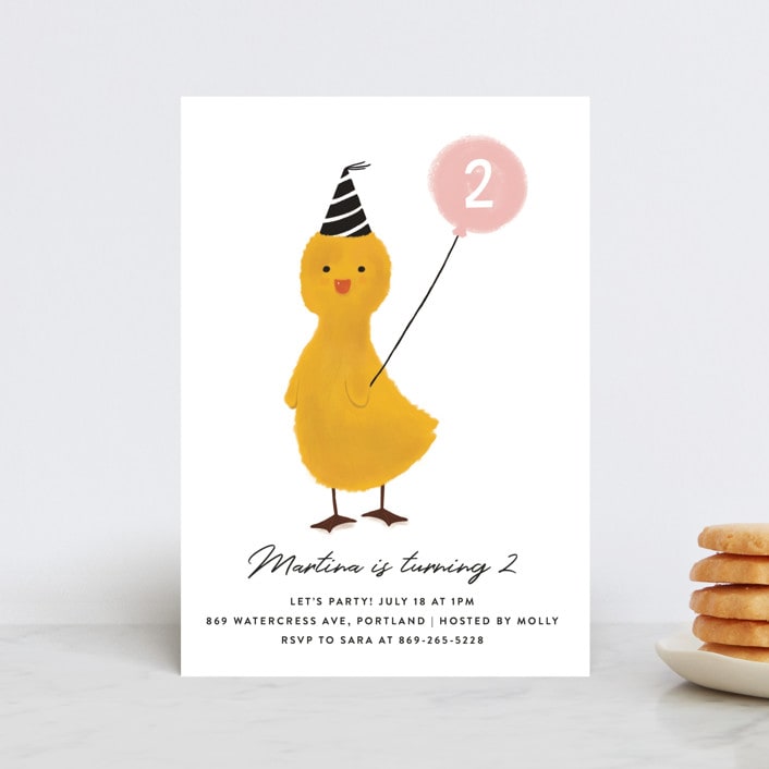 "Duckie Party" - Children's Birthday Party Invitations in Candy by Joanne James - Front