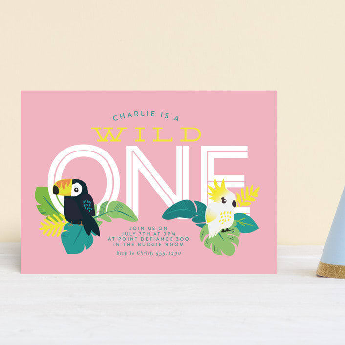 "Jungle Birds" - Children's Birthday Party Invitations in Pixie by Itsy Belle Studio - Front