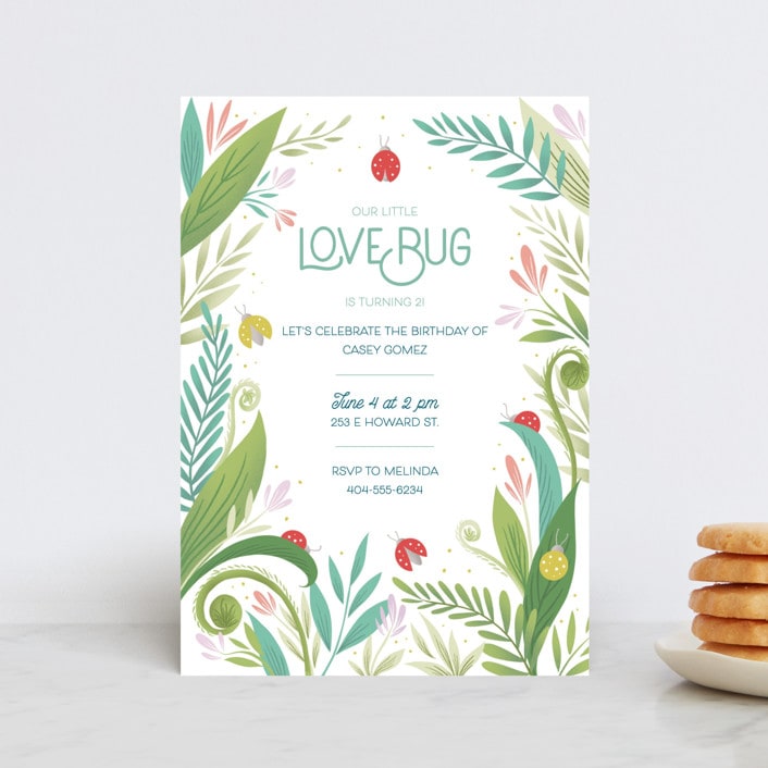 "Little Love Bug" - Children's Birthday Party Invitations in Ladybug by Gia Graham - Front
