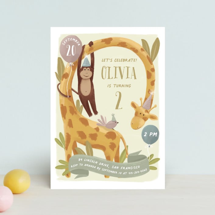 "Animals" - Children's Birthday Party Invitations in Toffee by Remioni - Front