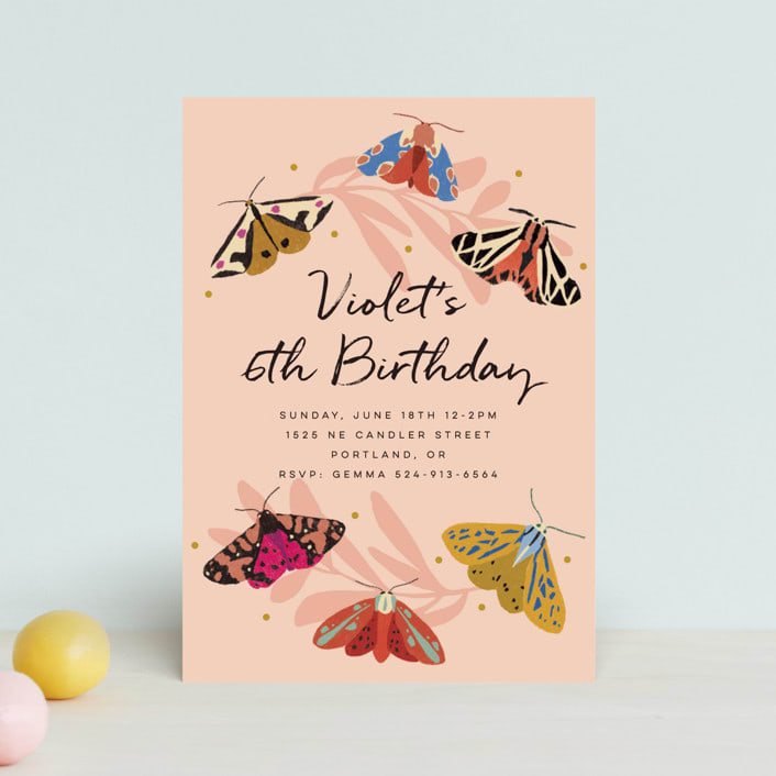 "Night Flight" - Children's Birthday Party Invitations in Blush by Morgan Kendall - Front