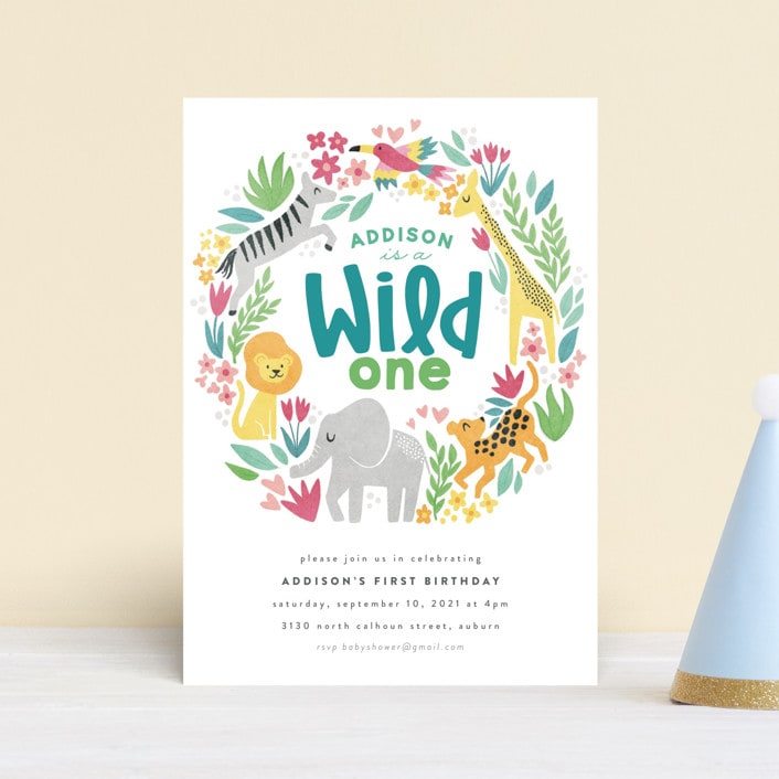 "Jungle Fun" - Children's Birthday Party Invitations in Fuchsia by Jessie Steury - Front