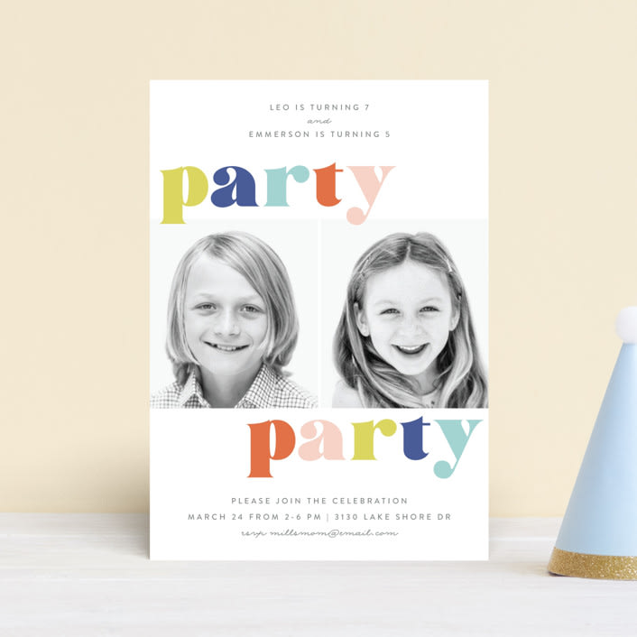 "Party Party" - Children's Birthday Party Invitations in Gumdrops by Jessie Steury - Front