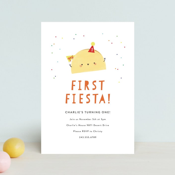 "1st Fiesta" - Children's Birthday Party Invitations in Spicy by Itsy Belle Studio - Front