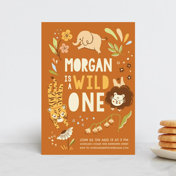 "Go Wild" - Children's Birthday Party Invitations in Amber by Vivian Yiwing - Front