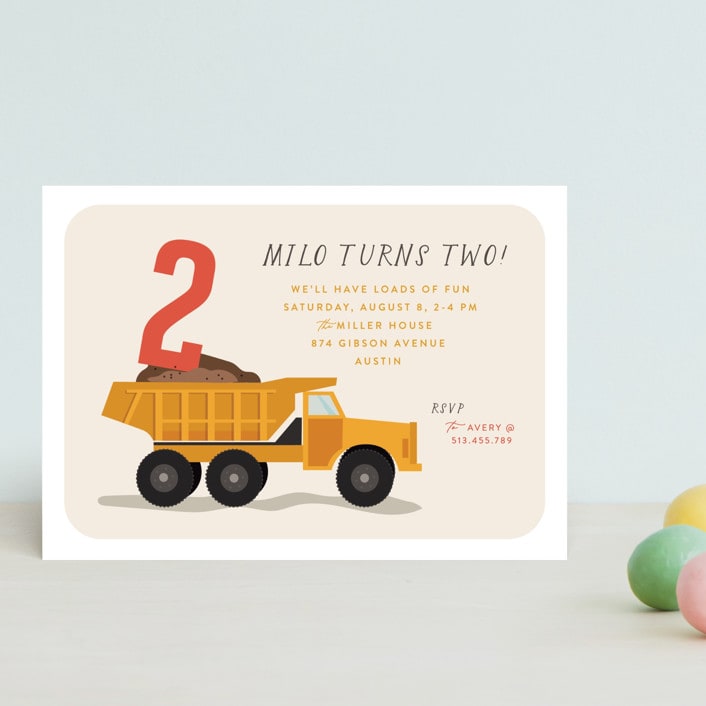 "loads of fun" - Children's Birthday Party Invitations in Dumptruck by Susan Zinader - Front