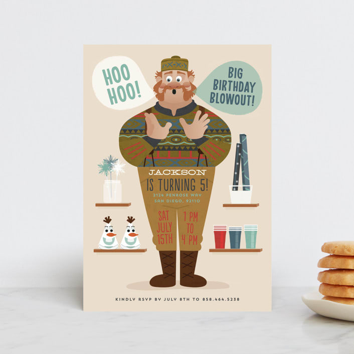 "Disney's Frozen Big Birthday Blowout" - Children's Birthday Party Invitations in Birch by Erica Krystek - Front