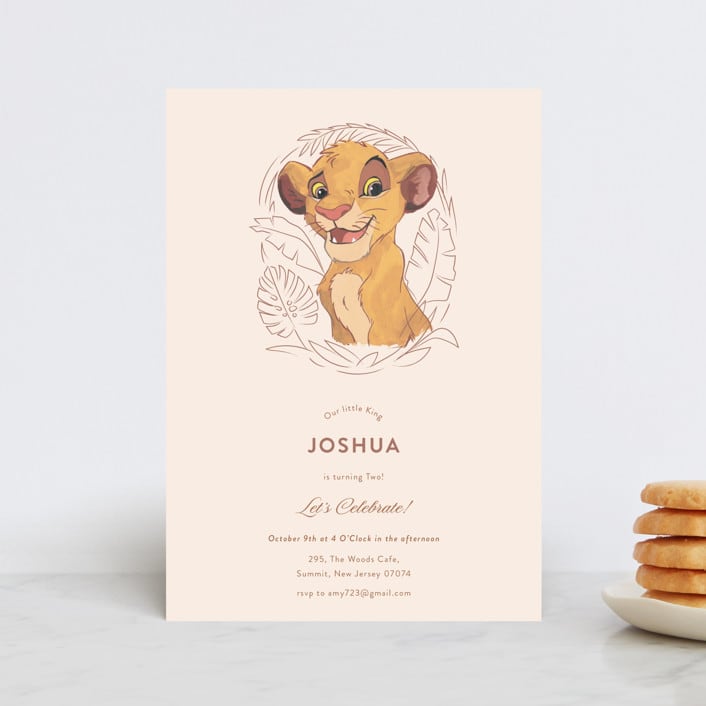 "Simba from Disney's The Lion King" - Children's Birthday Party Invitations in Bamboo by Teju Reval - Front