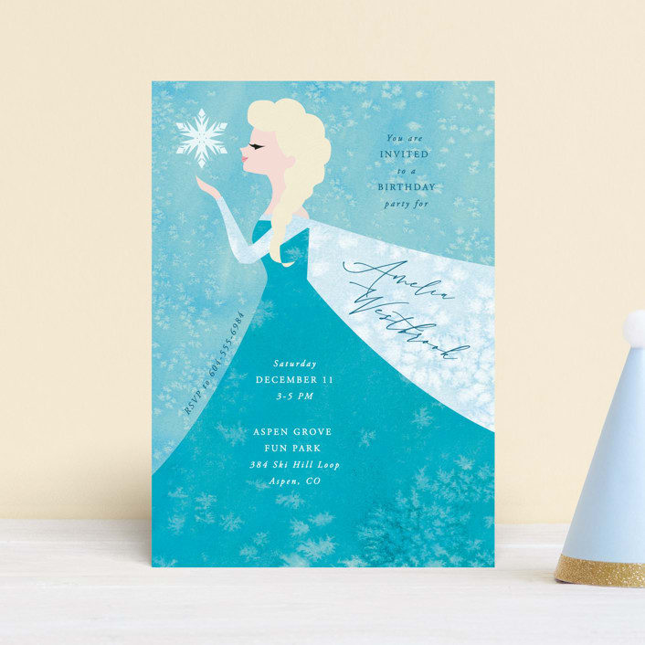 "Disney Elsa's Snowflakes" - Children's Birthday Party Invitations in Frost by Holly Whitcomb - Front