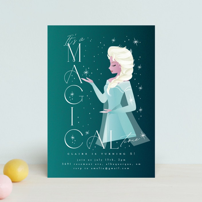 "Disney's Elsa It's A Magical Time" - Children's Birthday Party Invitations in Ice by Ana de Sousa - Front