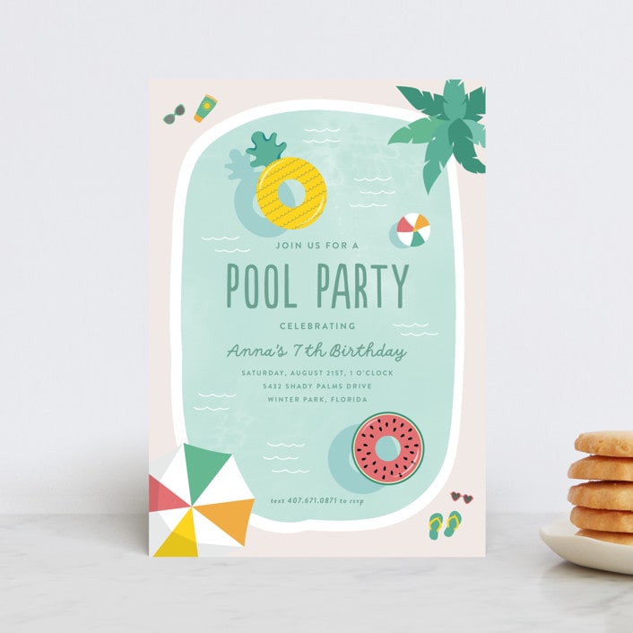 "Splish Splash" - Children's Birthday Party Invitations in Pineapple by Annie Holmquist - Front