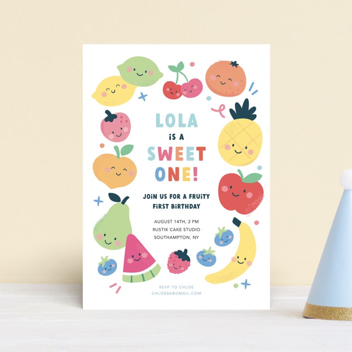 "Fruit Salad" - Children's Birthday Party Invitations in Fruit Punch by peetie design - Front