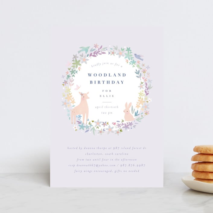 "Woodland" - Children's Birthday Party Invitations in Dusk by Lori Wemple - Front