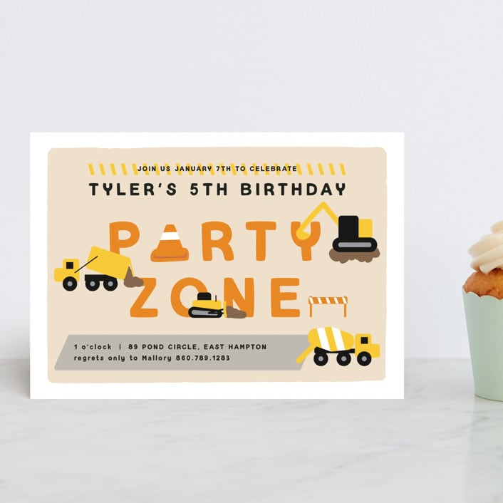 "party zone" - Children's Birthday Party Invitations in Lemon Drop by Nicole Senecal - Front
