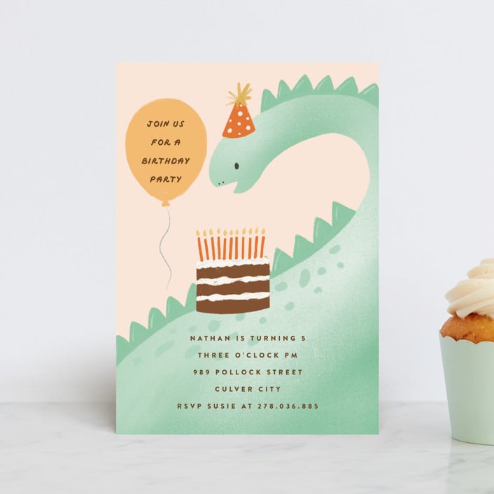 "bronto" - Children's Birthday Party Invitations in Avocado by chocomocacino - Front